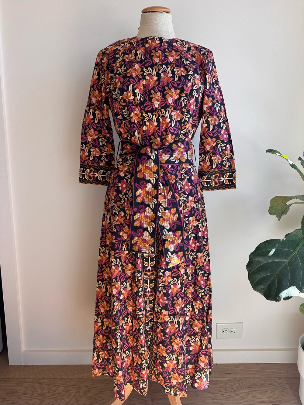 NWT Gilner Farrar Floral Cotton Belted Maxi Dress - Small